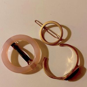 Madewell stone cuff bracelet, circle barrettes